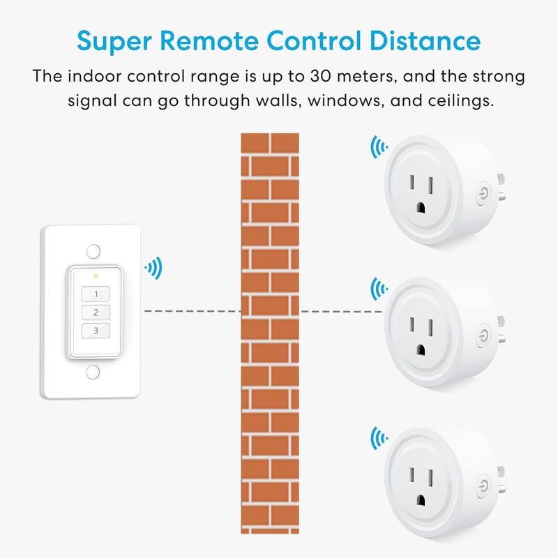 LoraTap 656ft Wireless Wall-Switch: Remote Control Outlet 3 Pack — Lights & Small Appliances — No Wiring —1 Remote for 3 Plugs - Image 5